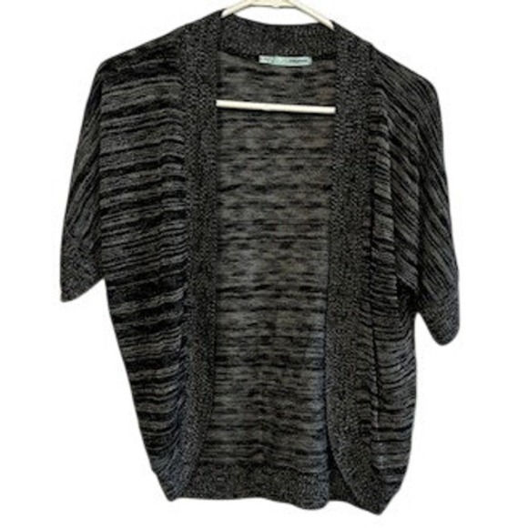 Maurices Sweaters - Maurices Womens Space Dye Open Front Cardigan Sweater Grey Black Short Sleeve S